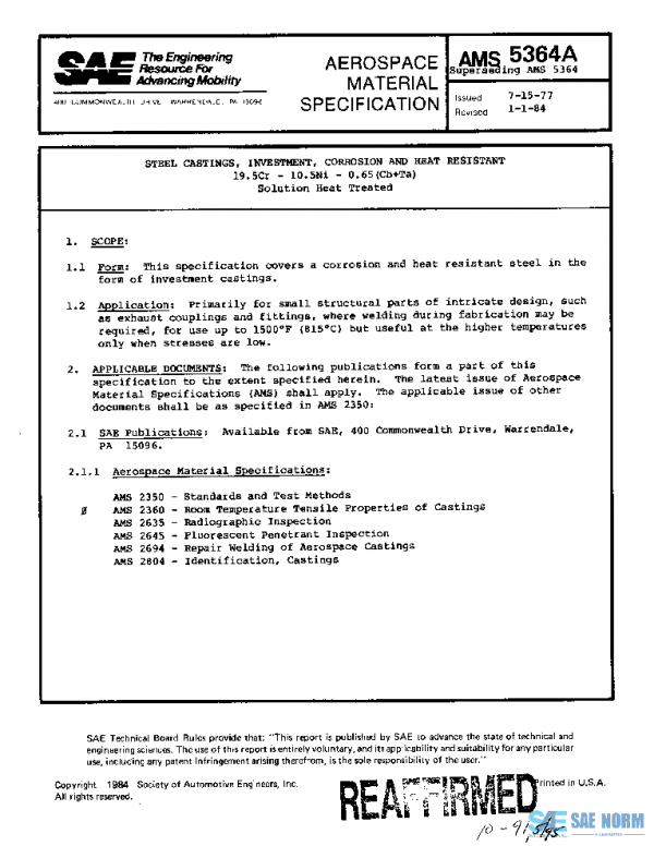 SAE AMS5364A PDF