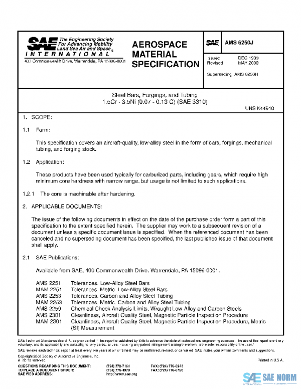 SAE AMS6250J PDF SAE AMS6250J PDF
