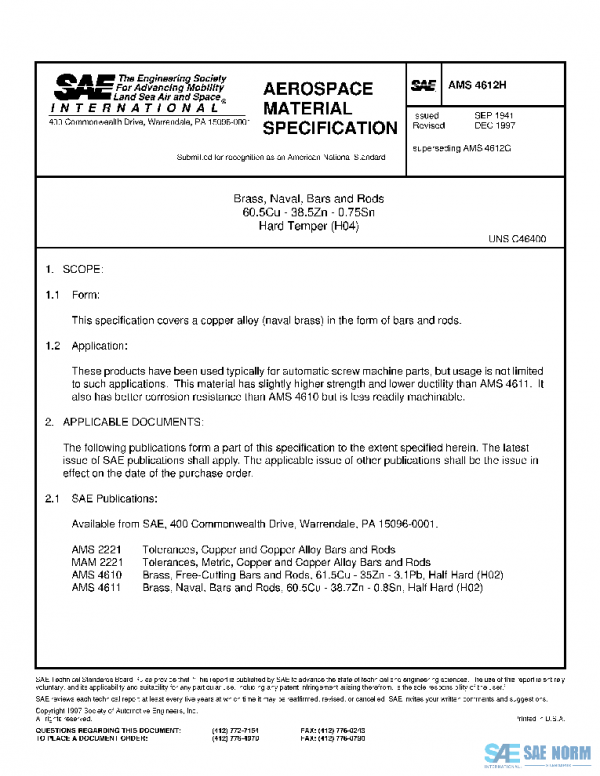 SAE AMS4612H PDF SAE AMS4612H PDF
