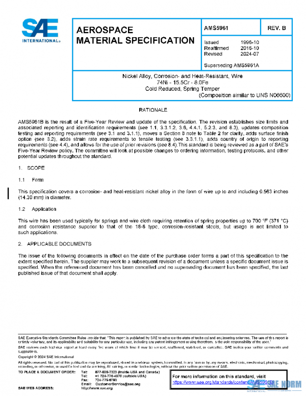 SAE AMS5961B PDF SAE AMS5961B PDF