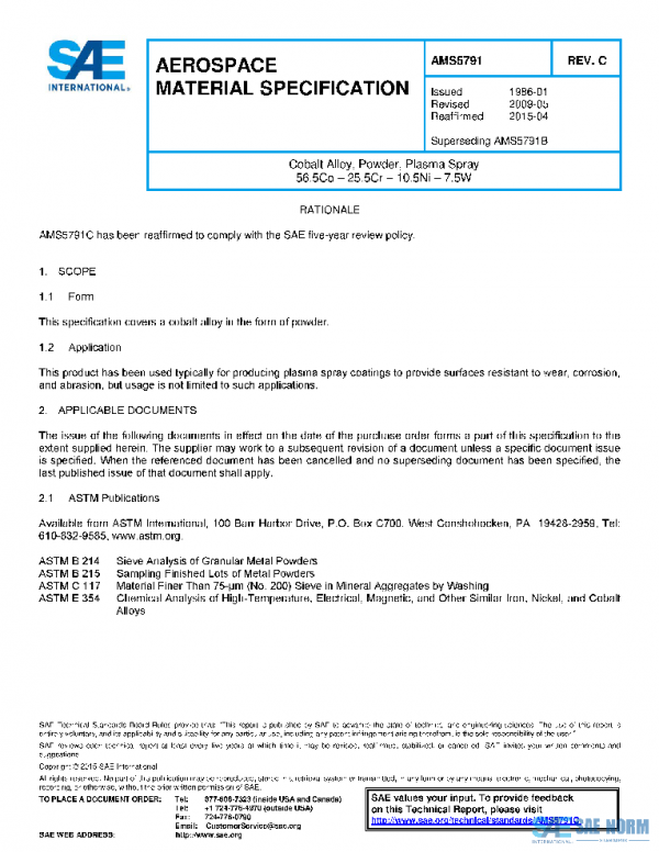 SAE AMS5791C PDF SAE AMS5791C PDF