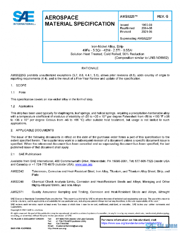 SAE AMS5225G PDF SAE AMS5225G PDF