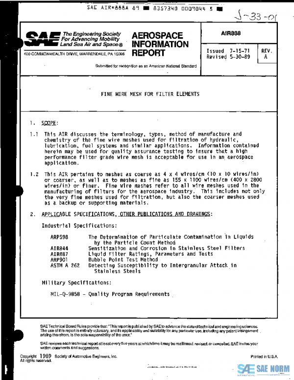 SAE AIR888A PDF SAE AIR888A PDF