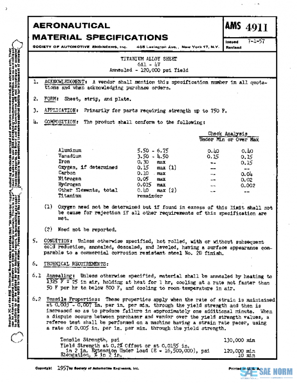 SAE AMS4911 PDF SAE AMS4911 PDF