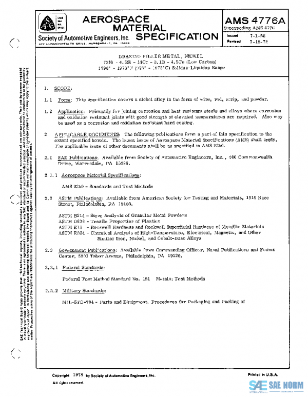 SAE AMS4776A PDF SAE AMS4776A PDF