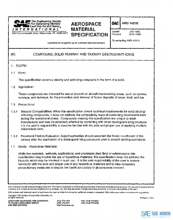 SAE AMS1431B PDF SAE AMS1431B PDF