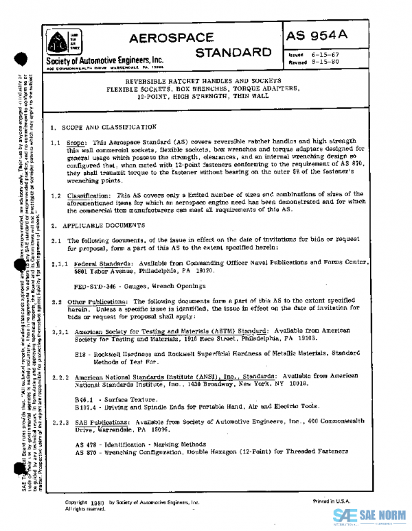 SAE AS954A PDF SAE AS954A PDF