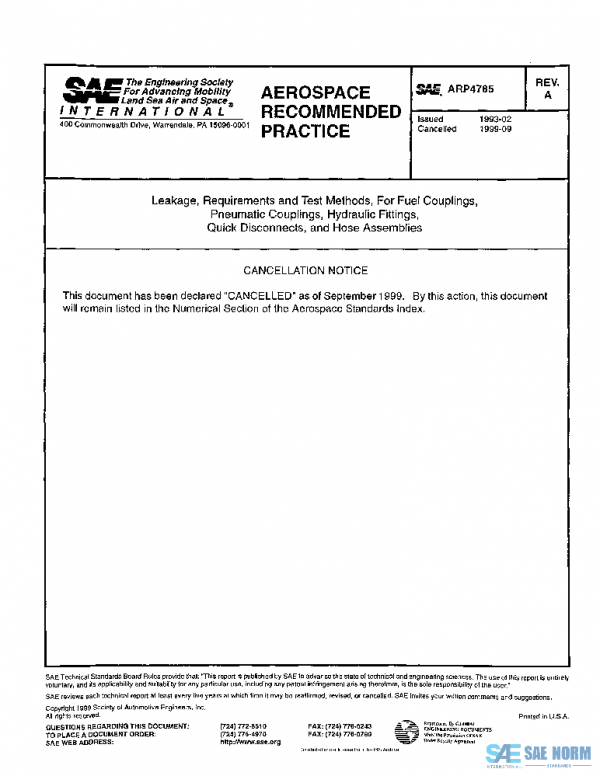 SAE ARP4785A PDF