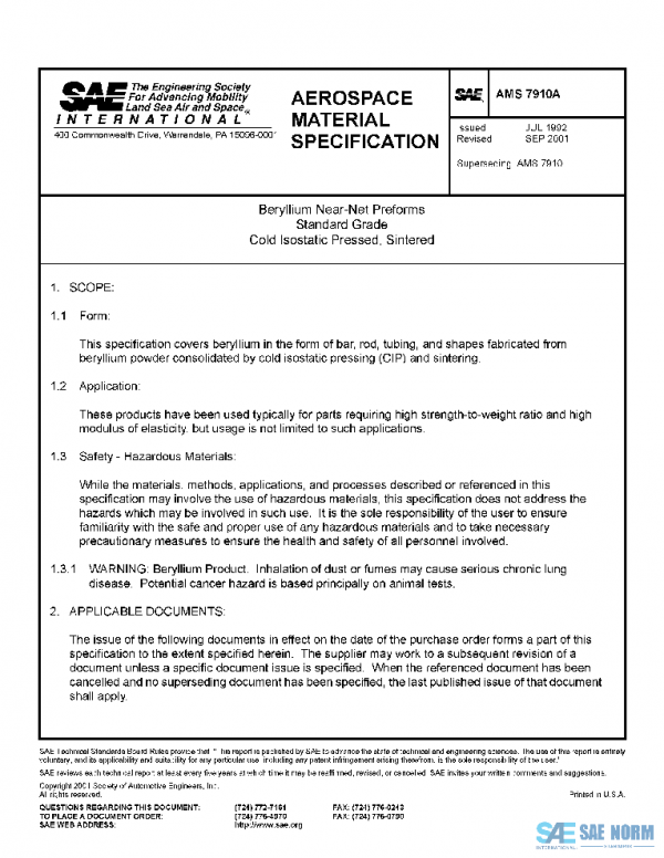 SAE AMS7910A PDF SAE AMS7910A PDF