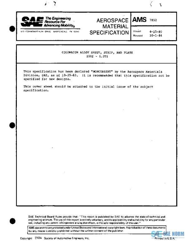 SAE AMS7852 PDF SAE AMS7852 PDF
