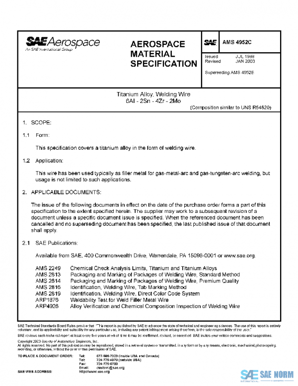 SAE AMS4952C PDF SAE AMS4952C PDF