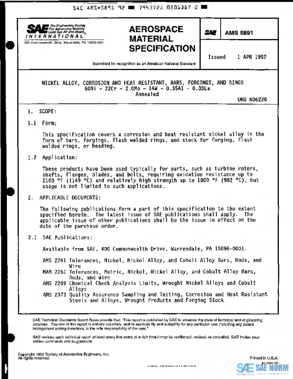SAE AMS5891 PDF SAE AMS5891 PDF