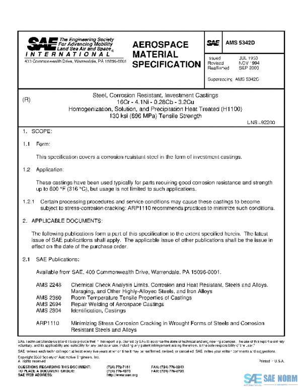 SAE AMS5342D PDF