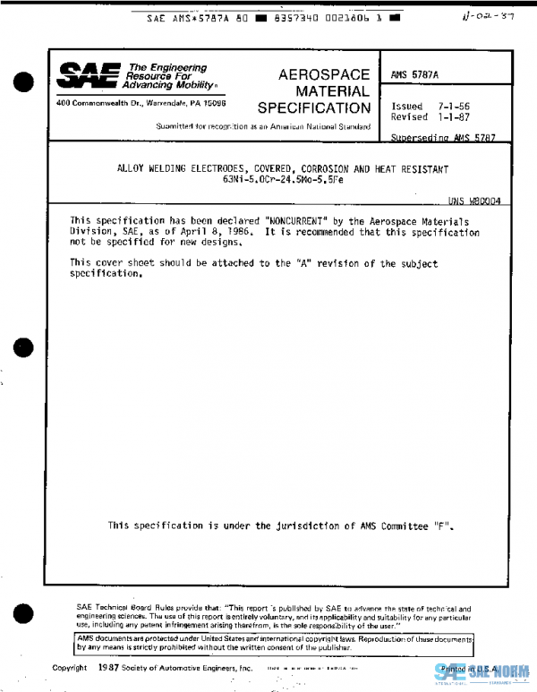 SAE AMS5787A PDF SAE AMS5787A PDF