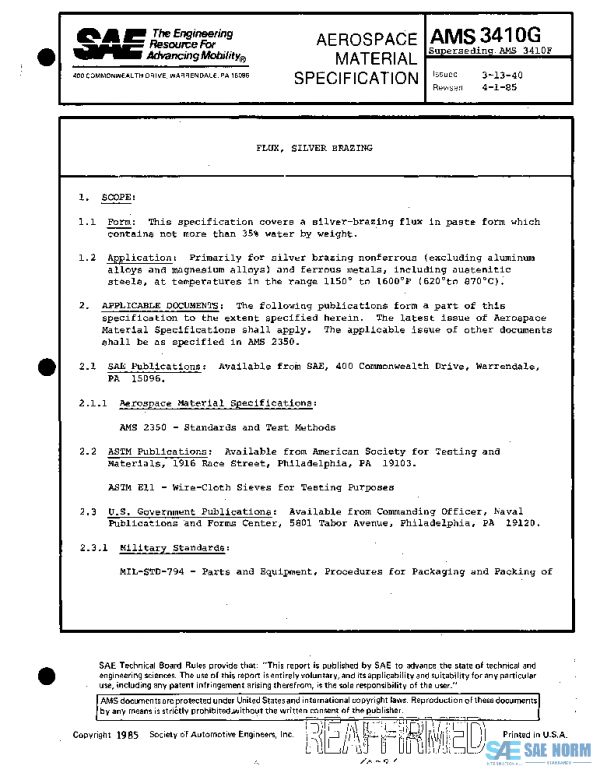 SAE AMS3410G PDF SAE AMS3410G PDF