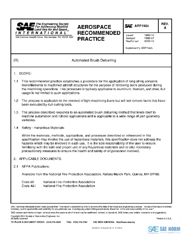 SAE ARP1925A PDF SAE ARP1925A PDF