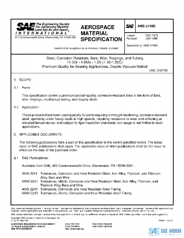 SAE AMS5749D PDF SAE AMS5749D PDF