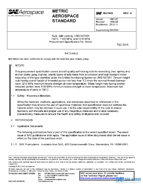SAE MA1943A PDF