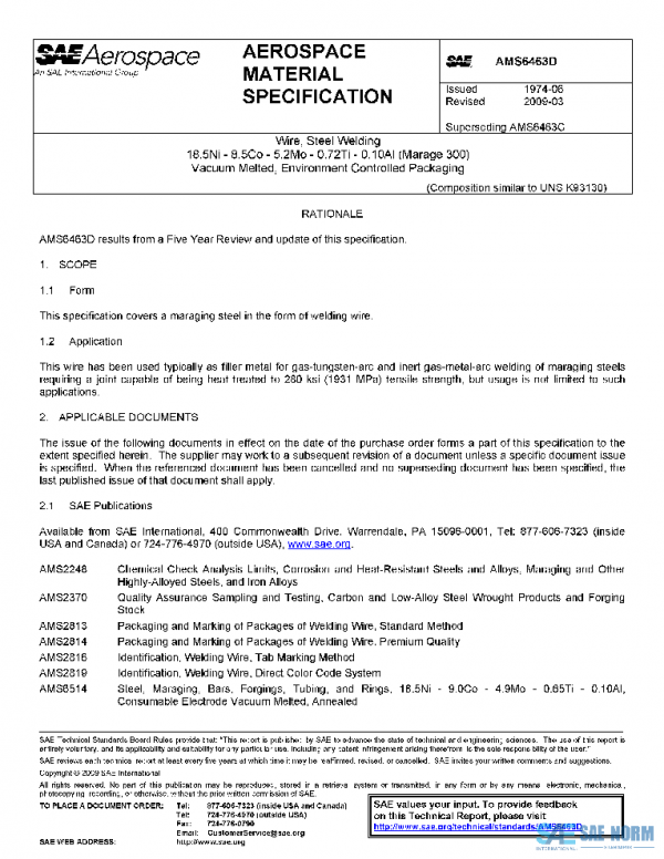 SAE AMS6463D PDF SAE AMS6463D PDF