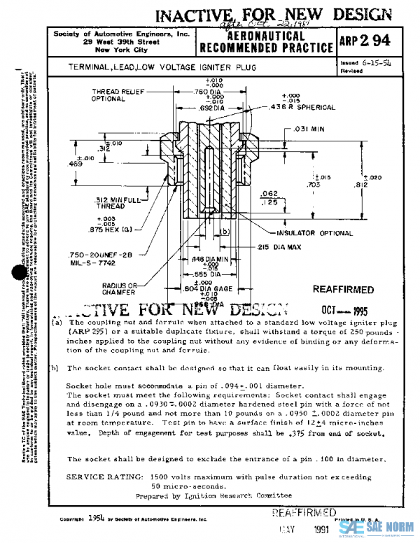 SAE ARP294 PDF