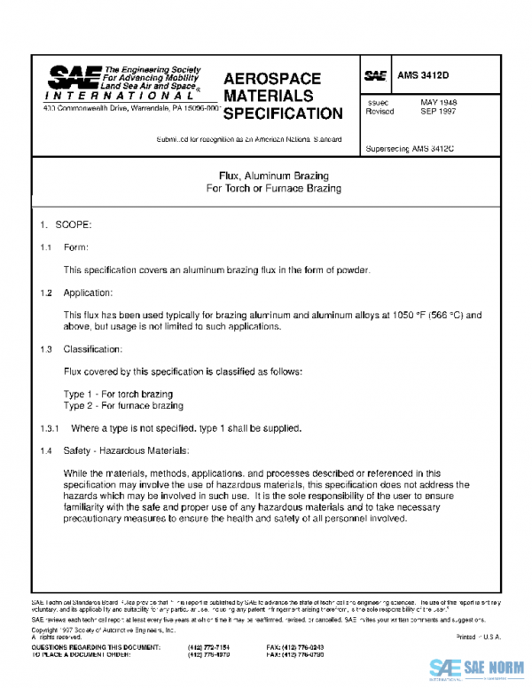 SAE AMS3412D PDF SAE AMS3412D PDF