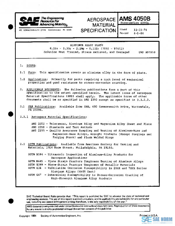 SAE AMS4050B PDF