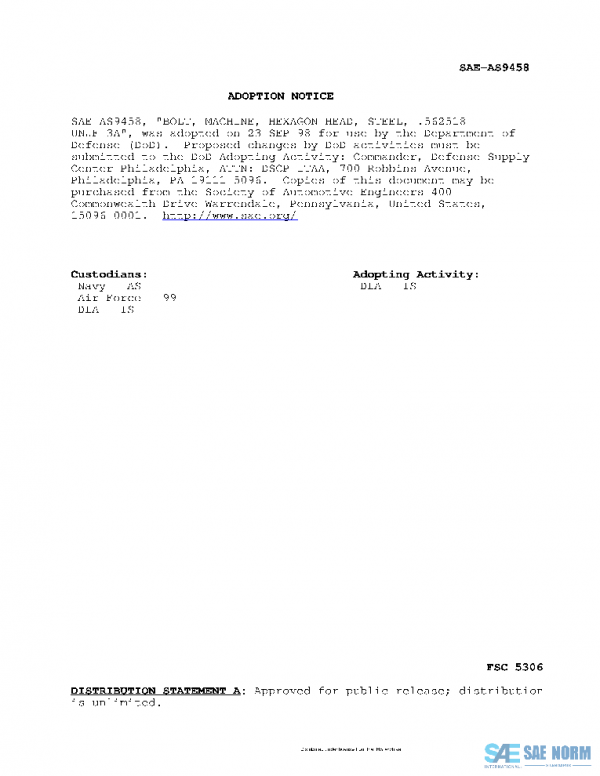 SAE AS9458 PDF SAE AS9458 PDF