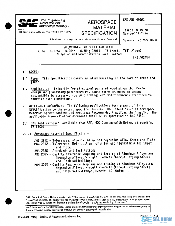 SAE AMS4029G PDF SAE AMS4029G PDF