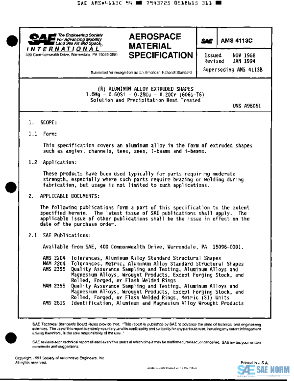SAE AMS4113C PDF SAE AMS4113C PDF