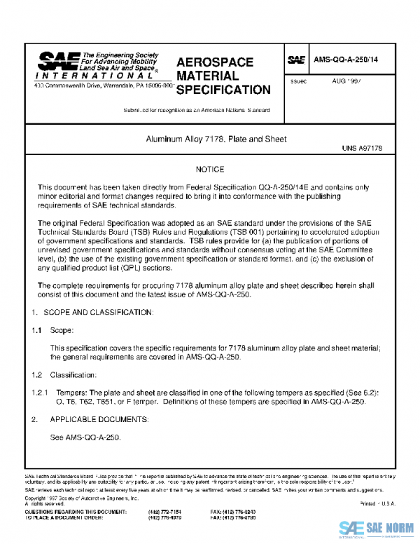 SAE AMSQQA250/14 PDF