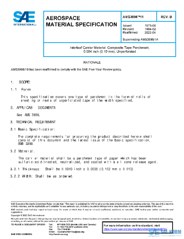 SAE AMS3898/1B PDF SAE AMS3898/1B PDF