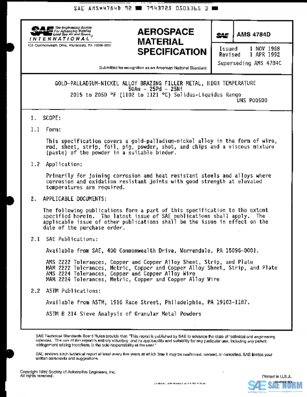 SAE AMS4784D PDF