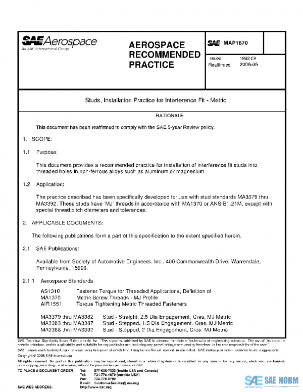 SAE MAP1670 PDF SAE MAP1670 PDF