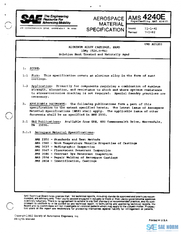 SAE AMS4240E PDF SAE AMS4240E PDF