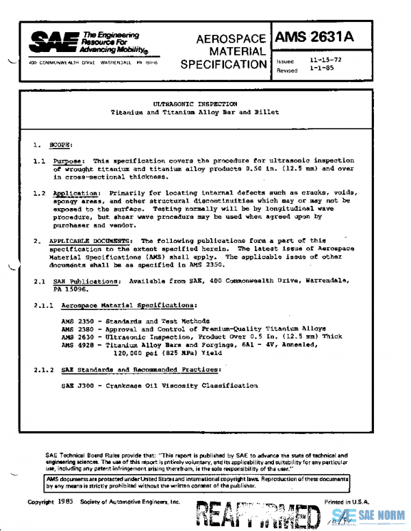 SAE AMS2631A PDF SAE AMS2631A PDF
