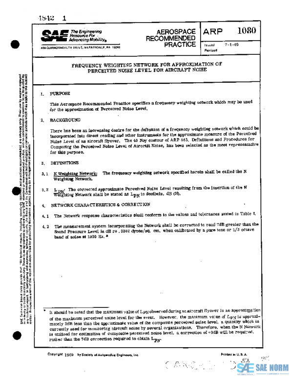 SAE ARP1080 PDF