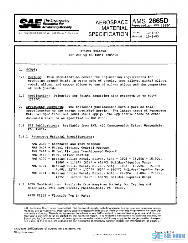 SAE AMS2665D PDF SAE AMS2665D PDF