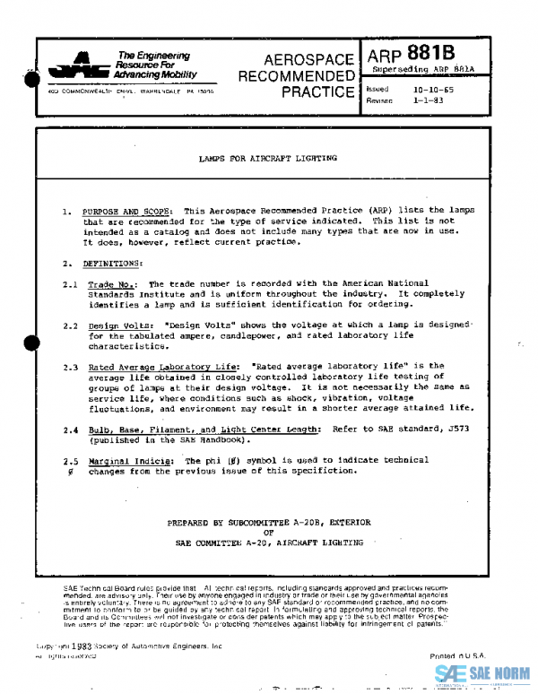 SAE ARP881B PDF