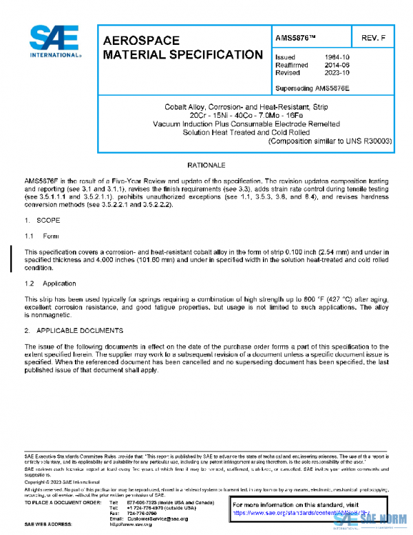 SAE AMS5876F PDF SAE AMS5876F PDF