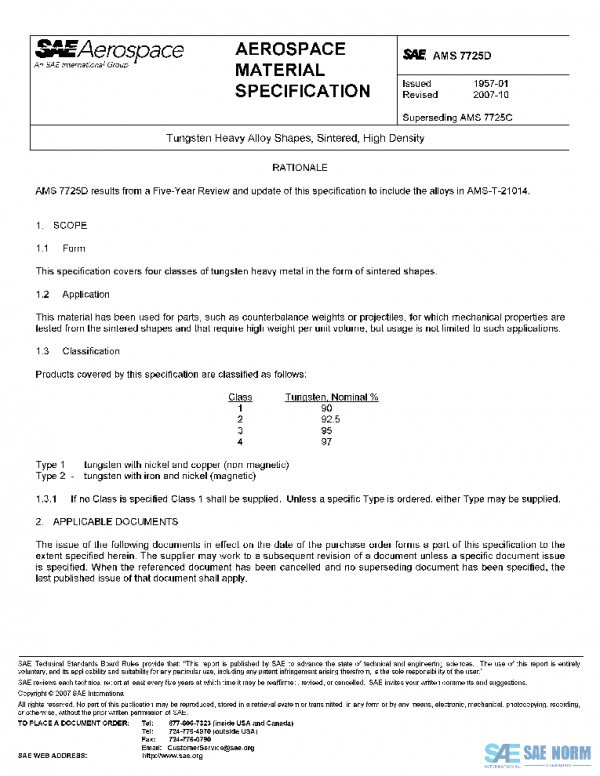 SAE AMS7725D PDF SAE AMS7725D PDF