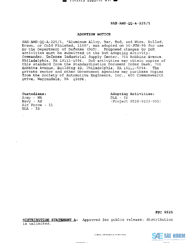 SAE AMSQQA225/1 PDF