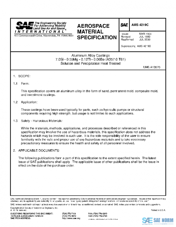 SAE AMS4219C PDF SAE AMS4219C PDF