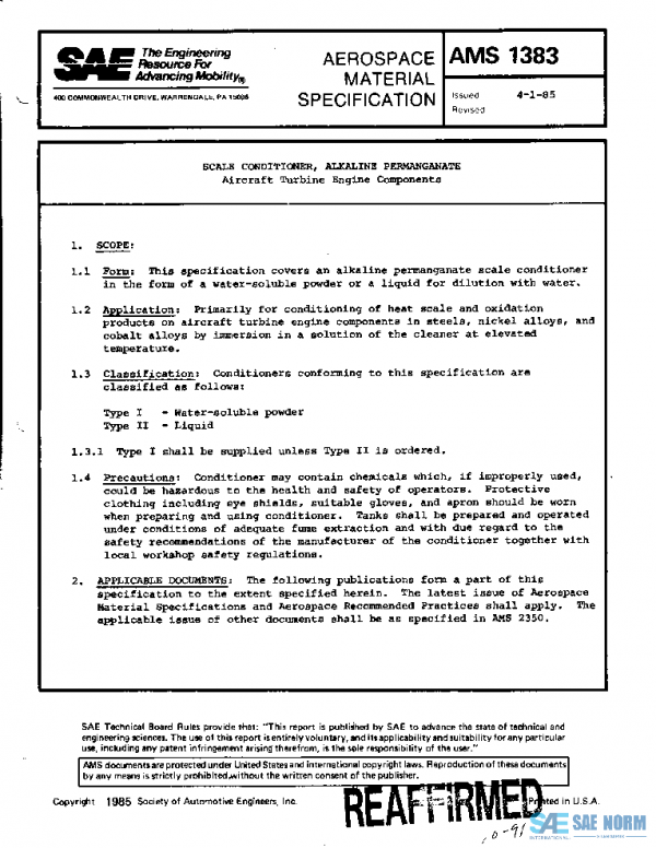 SAE AMS1383 PDF SAE AMS1383 PDF