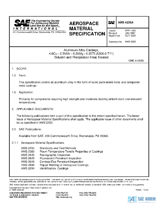 SAE AMS4235A PDF