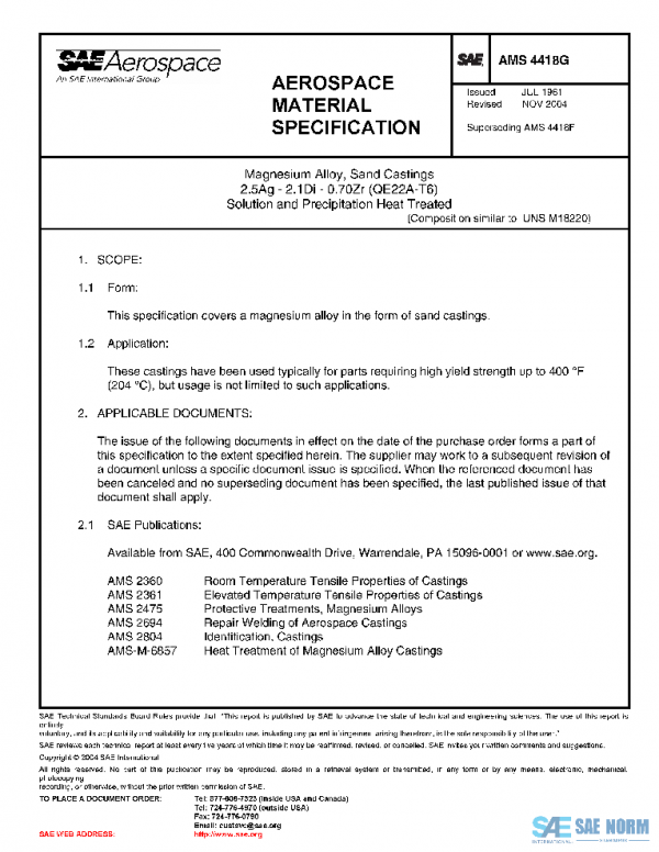 SAE AMS4418G PDF SAE AMS4418G PDF