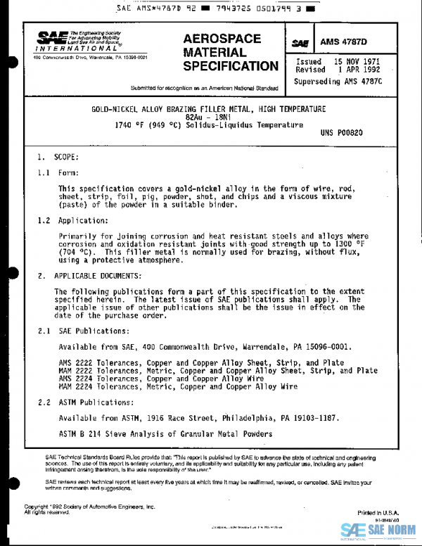 SAE AMS4787D PDF