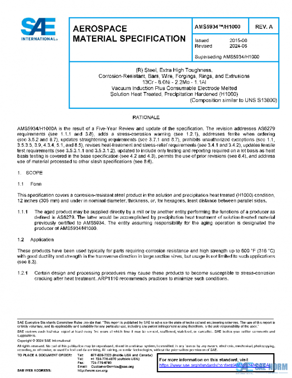 SAE AMS5934/H1000A PDF
