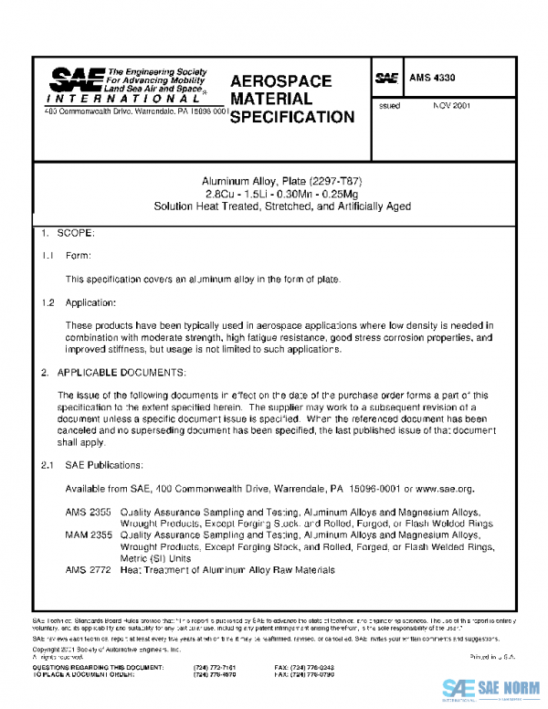 SAE AMS4330 PDF