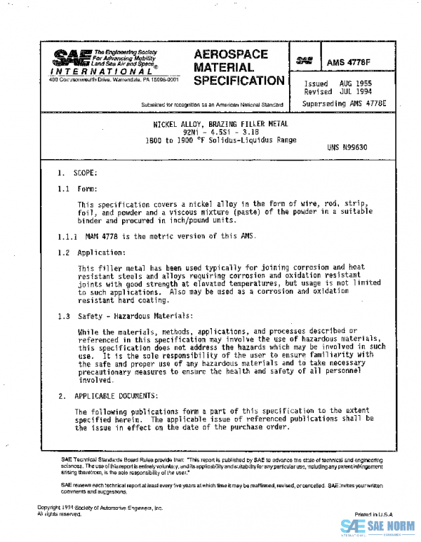 SAE AMS4778F PDF