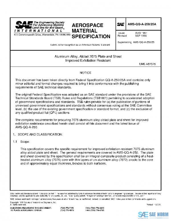 SAE AMSQQA250/25A PDF SAE AMSQQA250/25A PDF
